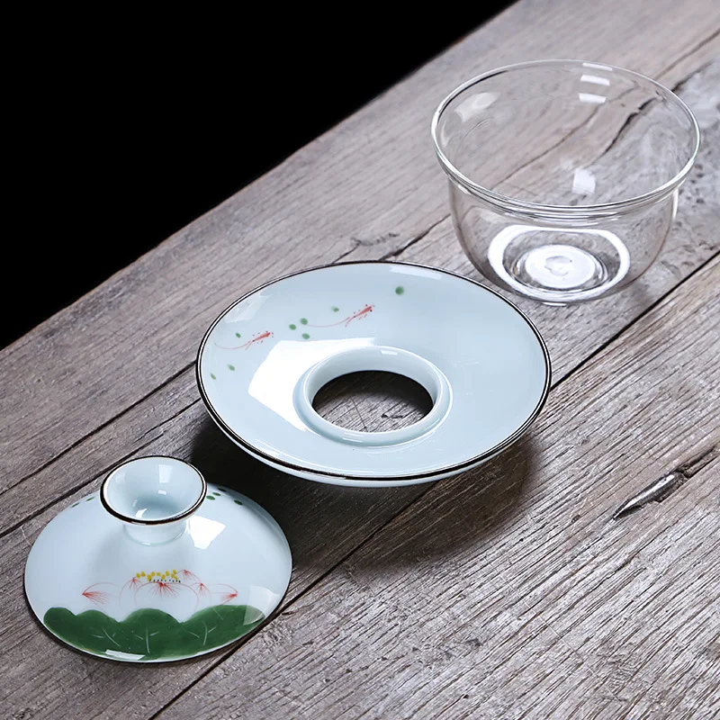 Китайские традиции Gaiwan керамическая фарфоровая чайная чаша с крышкой набор