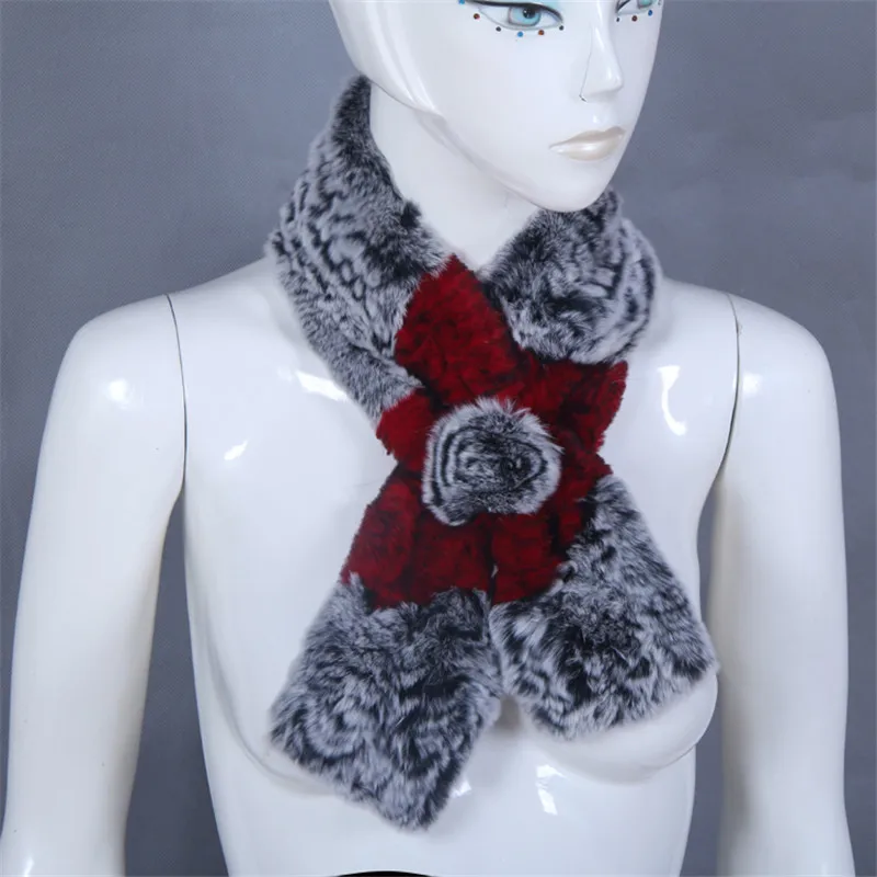 Autumn and winter female fur scarf rex rabbit fur woven scarf rabbit fur warm scarf