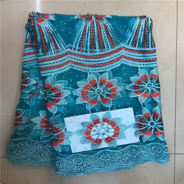 2018 New arrive Pretty african lace fabric with stones embroidery french tulle 6 color available 5 yards per lot | Дом и сад