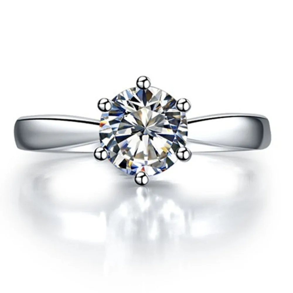 Тесты положительный Charles& Colvard бренд 0,6 CT Ювелирные изделия с синтетическими алмазами Муассанит кольцо Косынка зубцами стерлингового серебра Обручение