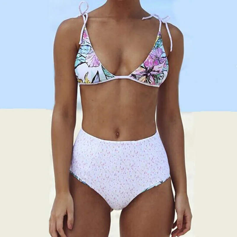 Женский сексуальный комплект бикини с высокой талией на шнуровке бандажный