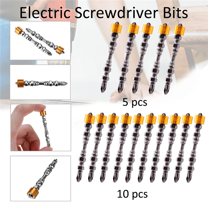 

5/10Pcs 65mm Magnetic Phillips Electric Screwdriver Bit Set PH2 Double Head Hex Shank With Magnetic Ring for Drywall Screws