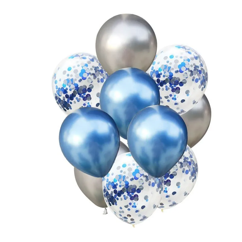 blue silver confetti 10 шт. 12 дюймов цветные латексные шары воздушные шары с конфетти надувной шар Гелиевый шар для дня рождения свадьбы - Цвет: blue silver confetti