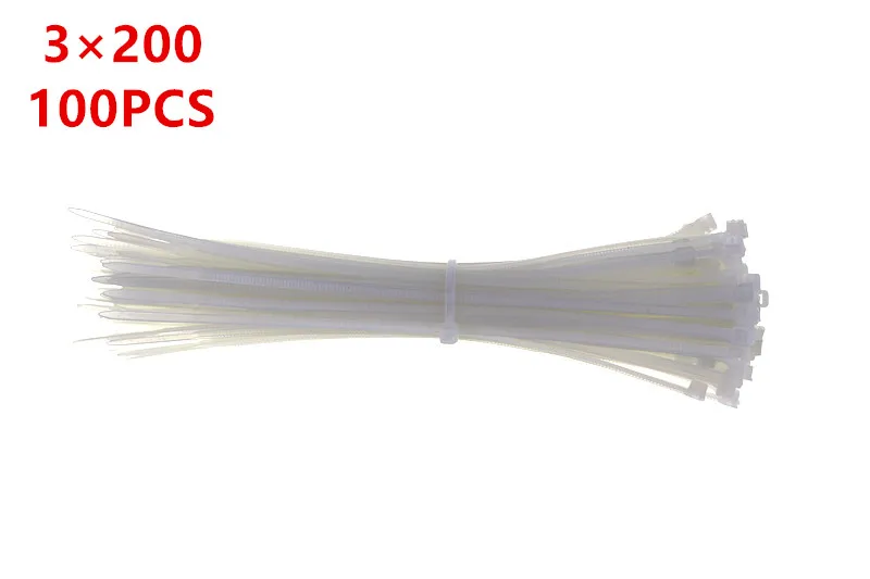 3 x200 white 100 шт. 3X60/80/100/120/150/200 мм черный, белый цвет молочный кабель провод кабельные стяжки самоблокирующиеся Нейлоновые кабельные стяжки - Цвет: 3 x200 white