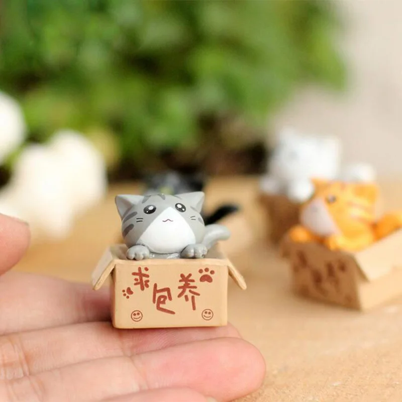 Сделай сам садовый Кот внутри коробки миниатюрная Статуэтка скульптура статуя