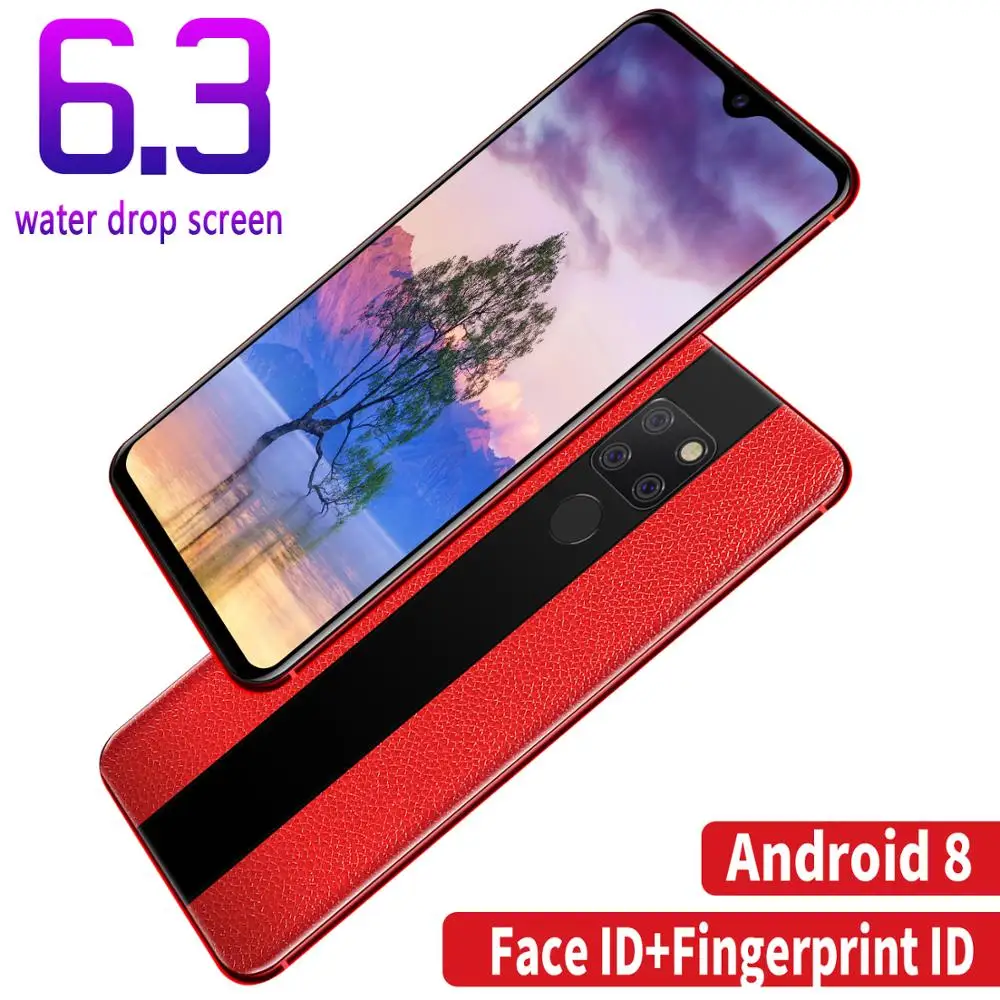 Роскошный смартфон, 6,3 дюймов, капля воды, экран, android, мобильный телефон, отпечаток пальца, лицо, ID, сотовый телефон, кожа, текстура E Bluetooth 3,5