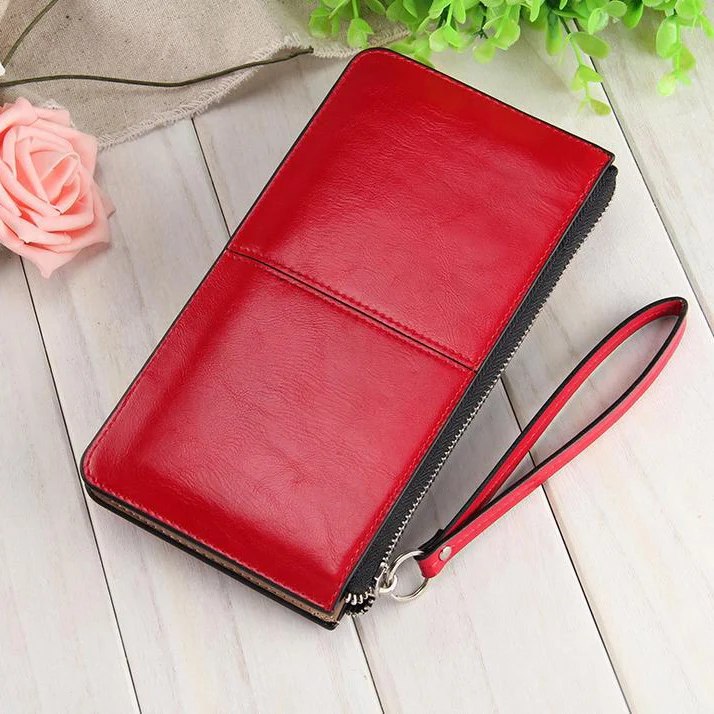 Модные женские бумажники яркого цвета на молнии длинный стиль качественный из