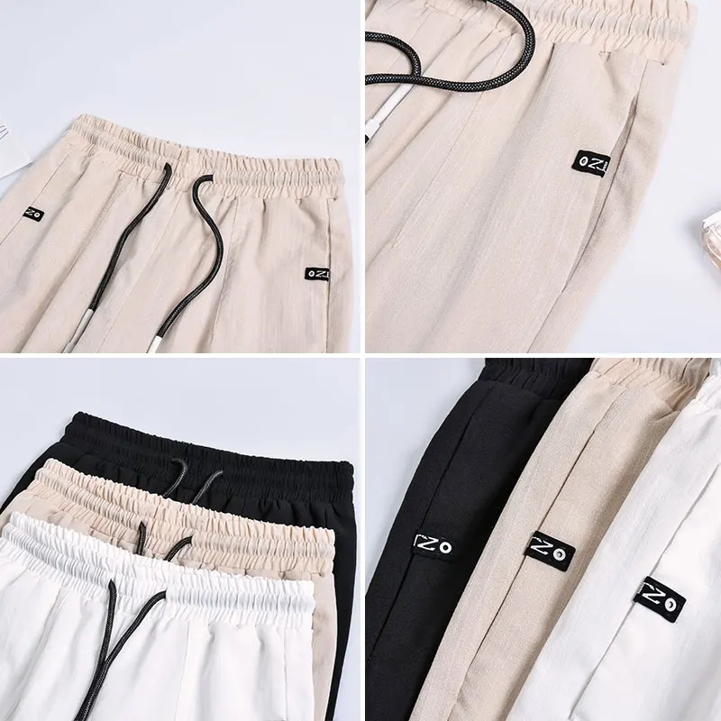 Белые женские широкие брюки 2019 новые летние с высокой талией на шнуровке