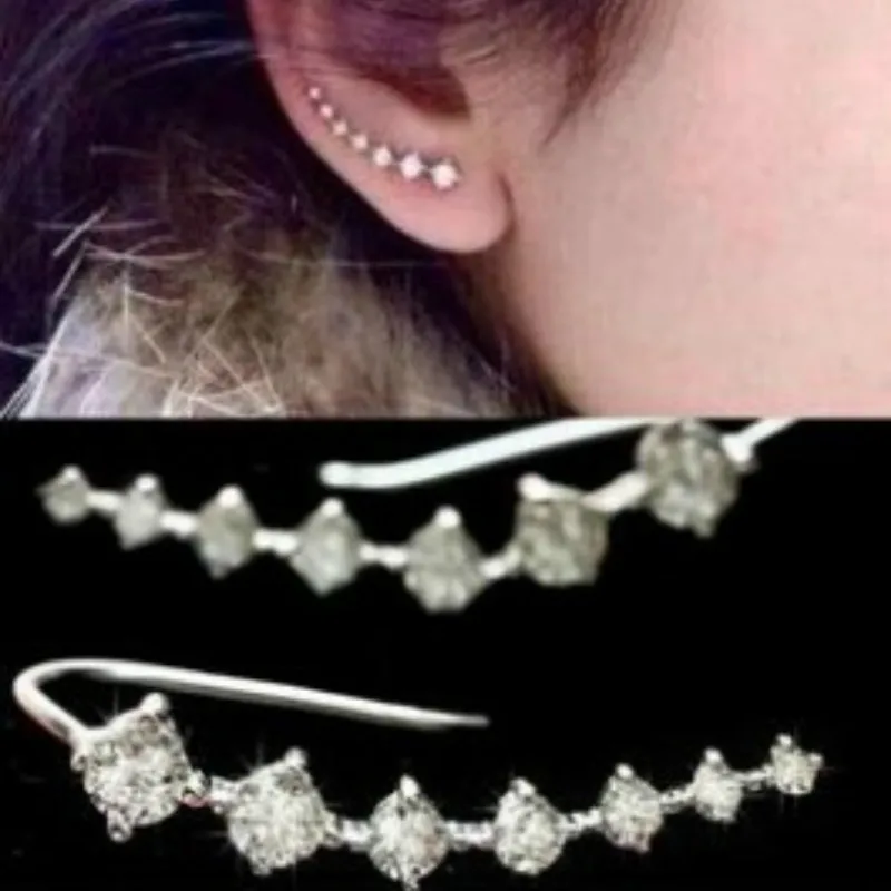 Серьги женские с фианитом стильные ювелирные украшения красивыми рядами серег