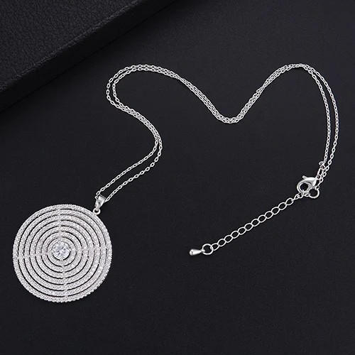 necklace GODKI роскошный круглый геометрический женский свадебный кубический цирконий 2 шт ожерелье Серьги Дубай Ювелирный Набор ювелирные изделия - Окраска металла: necklace