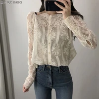sexy off shoulder lace top 2020 new autumn fashion ladies blouse long sleeve elegant woman shirt casual blusa feminina strapless