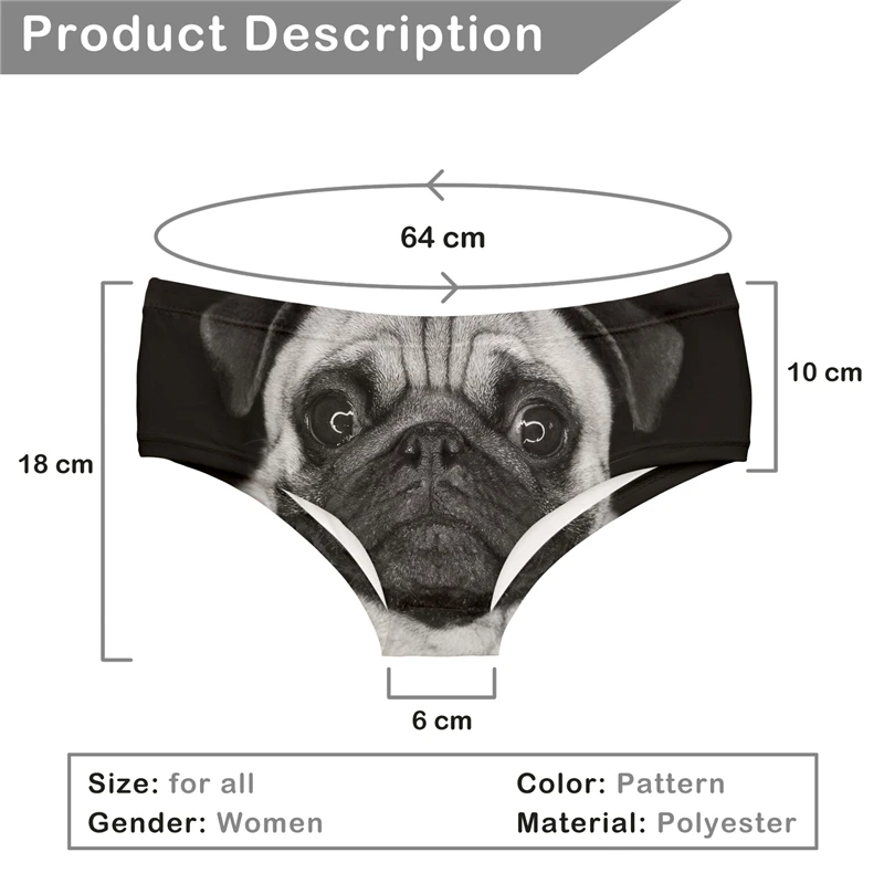 Нижнее белье для Мопсов Черное и белое нижнее сексуальные трусики 3D Оптом