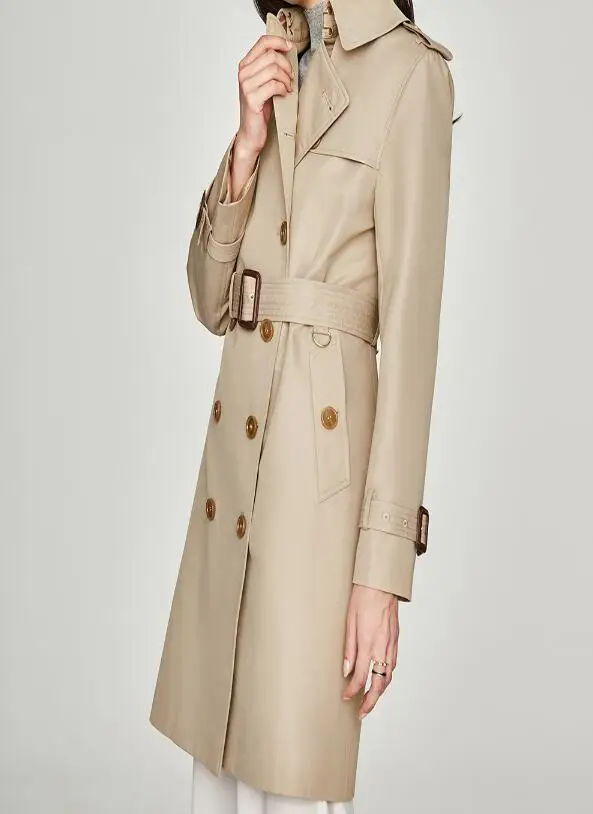 

S--5XL / HOT / Spring Women New Fashion Long slim double-breasted trench coat