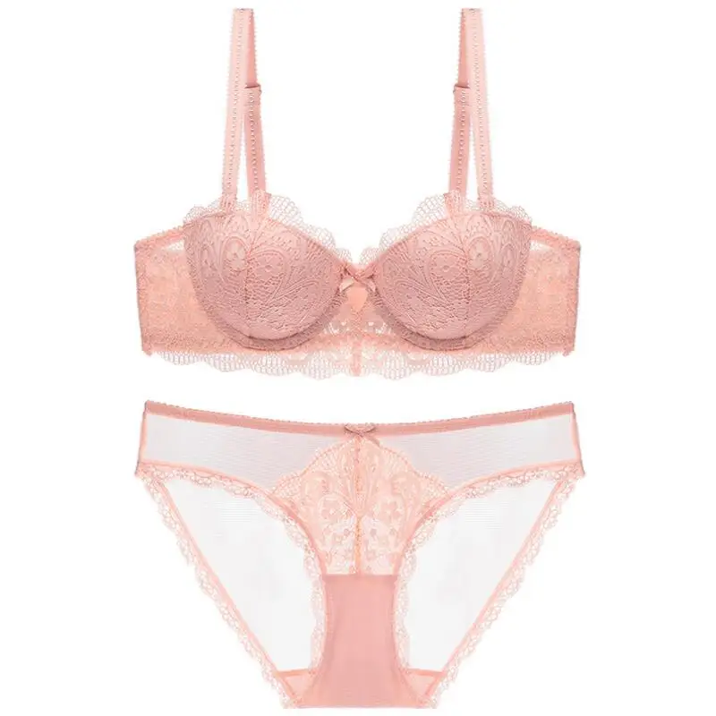 Комплект нижнего белья пуш ап кружевное нижнее белье с цветочным принтом и