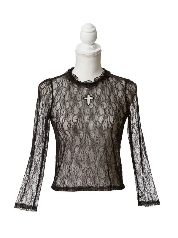 Новый Японии осень тонкий Кружевная рубашка Симпатичные тапочки с узором в виде