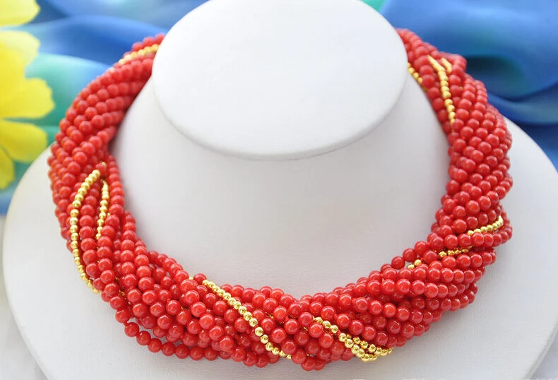 

FREE SHIPPING 1009 10strands natural red coral bead NECKLACE