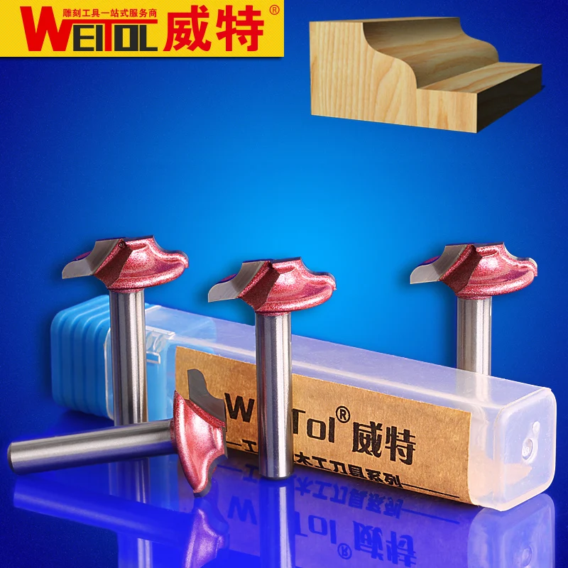 

WeiTol 4pcs 6mm thin Classical linear cutter CNC Engraving Router Bit Trimmer Chamfer Carving Tool Round Over Bit