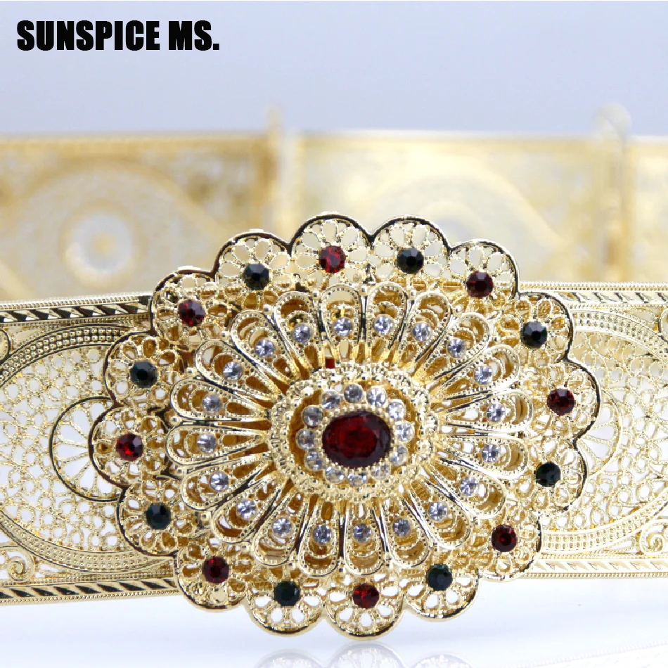 Sunspicems марокканский ремень Caftan золотого цвета для женщин свадебные украшения