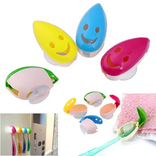 4 шт./лот настоящий новый держатель для зубных щеток со смайликом чехол с