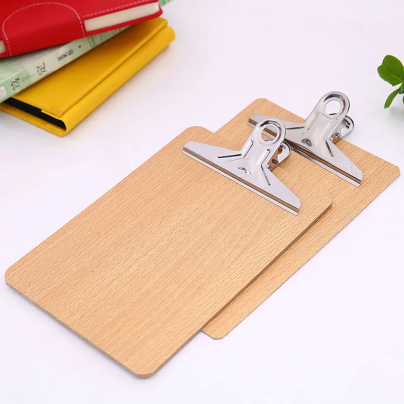 1pc A4 Wooden Clipboard File Folder Stationary Board Hard Writing Plate Clip Document Bag Clipboard|Планшет с зажимом для