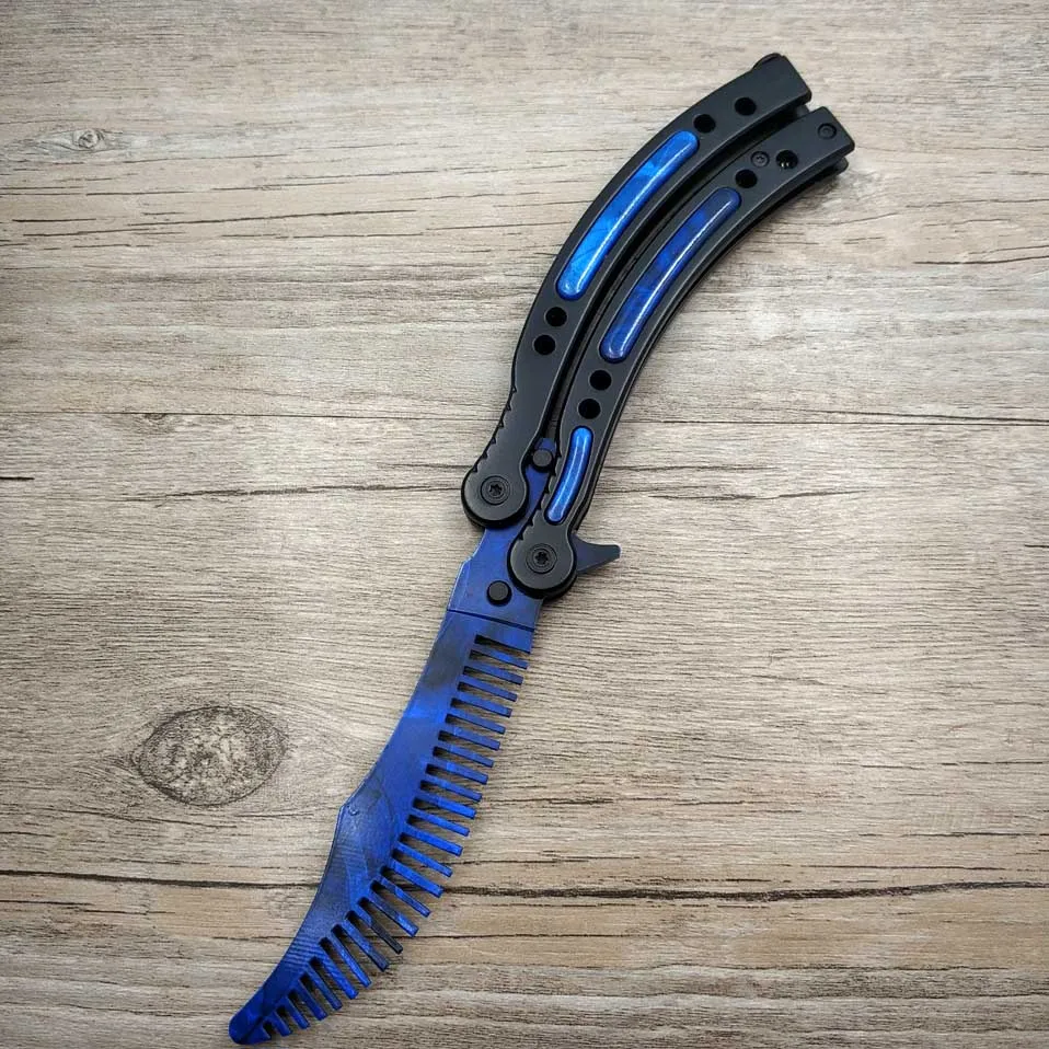 Дропшиппинг красная бабочка в ноже CS GO Karambit нож практика синий складной нож бабочка тренажер игровой нож гребень лезвие - Цвет: Blue