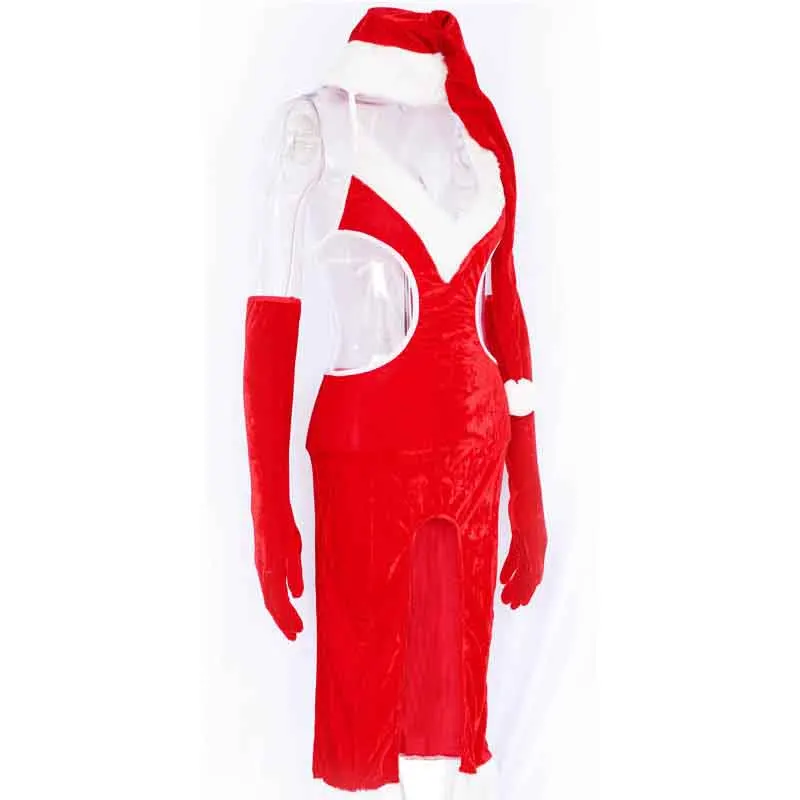2018 Новый рождественский костюм для взрослых женщин миссис Санта Клаус бархатный