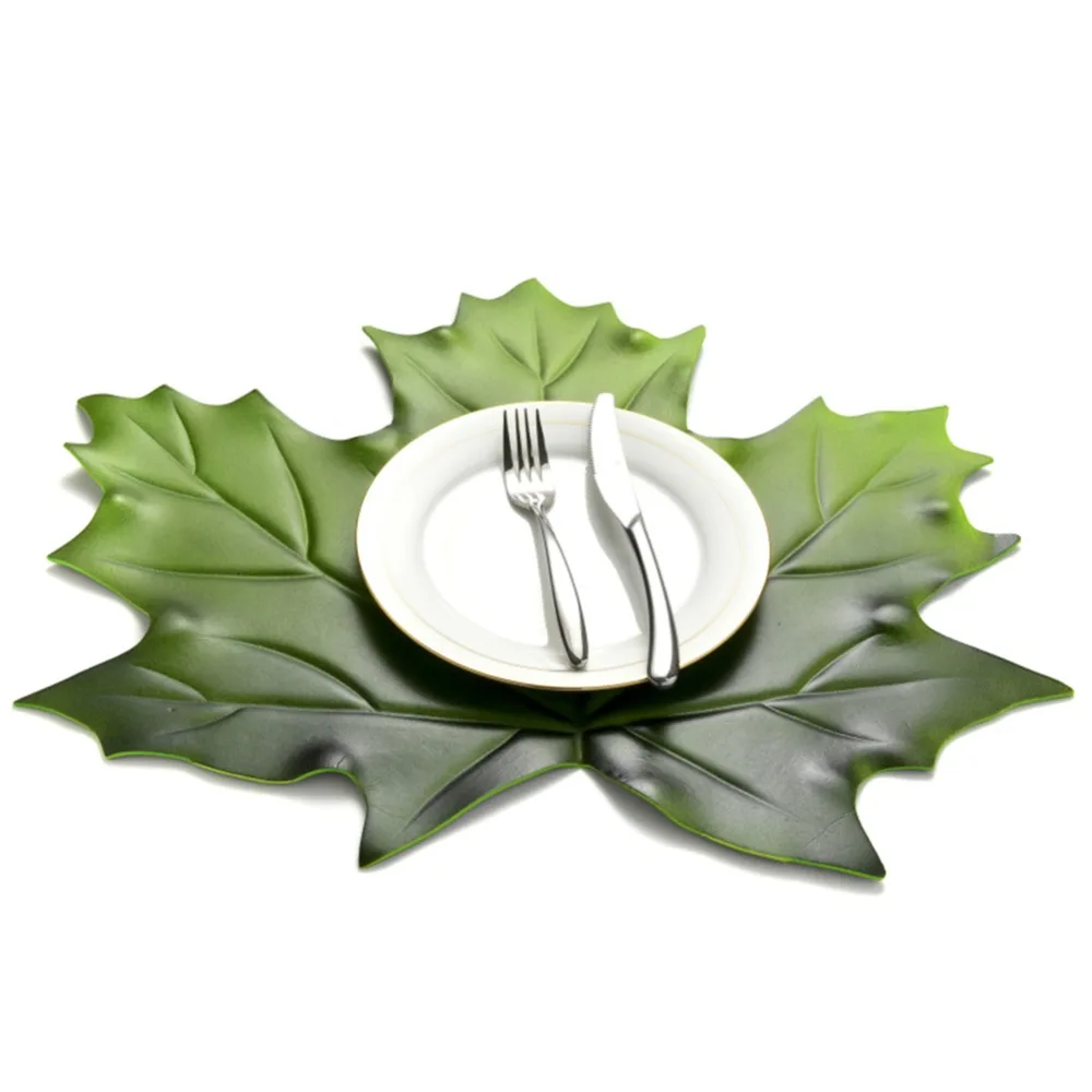 New Brand Fake Palm Leaves Table Placemat Cup Coaster Tea Table Mat Hawaii Wedding Table Decoration Summer Party Insulated Pad