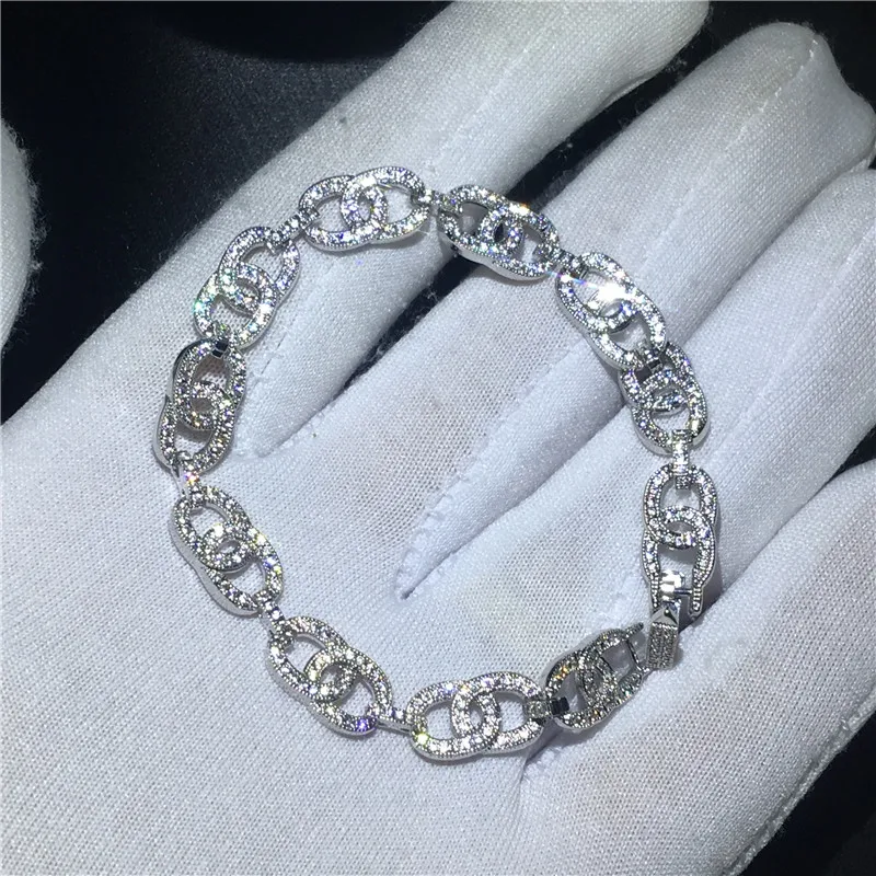 Популярный браслет в стиле хип-хоп 5 А с фианитом покрытием из белого золота для
