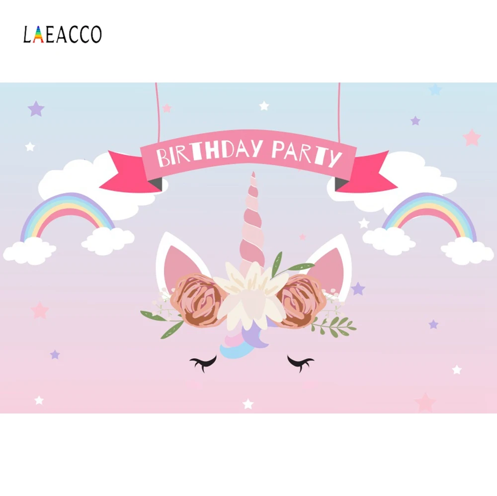 NSW06720 Laeacco Единорог день рождения радуга золотые точки звезда плакат фото фоны фотографии фотосессия для фотостудии - Цвет: NSW06720