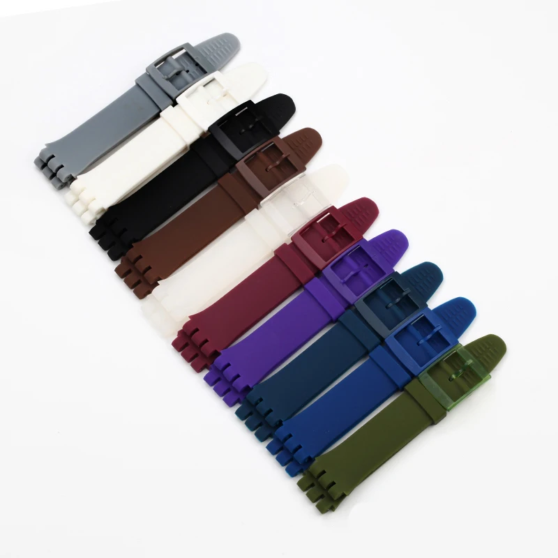 Плюс ремешок силиконовый для часов Swatch заменяет Мужские t 17 19 мм резиновые часы