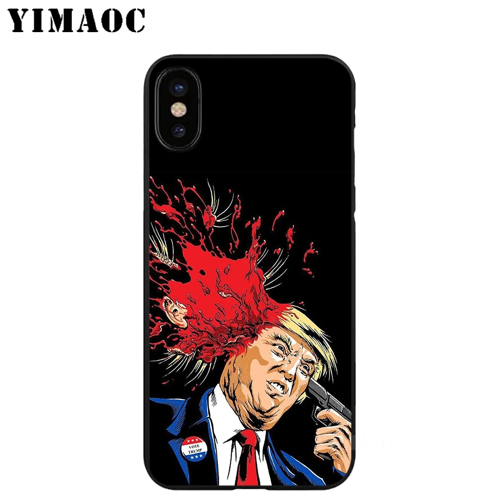 YIMAOC Donald John Trump Soft TPU Black Silicone Case for iPhone X or 10 8 7 6 6S Plus 5 5S SE Xr Xs Max |