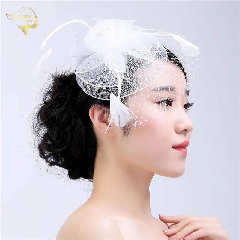 Фата свадебная с жемчугом и белым пером 2018 горячая распродажа BC0030|wedding veil|bridal