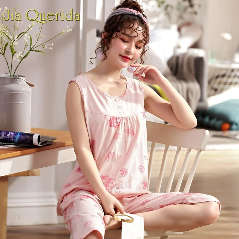 Женские пижамы больших размеров 2019 модная женская пижама из 100% хлопка с розовым