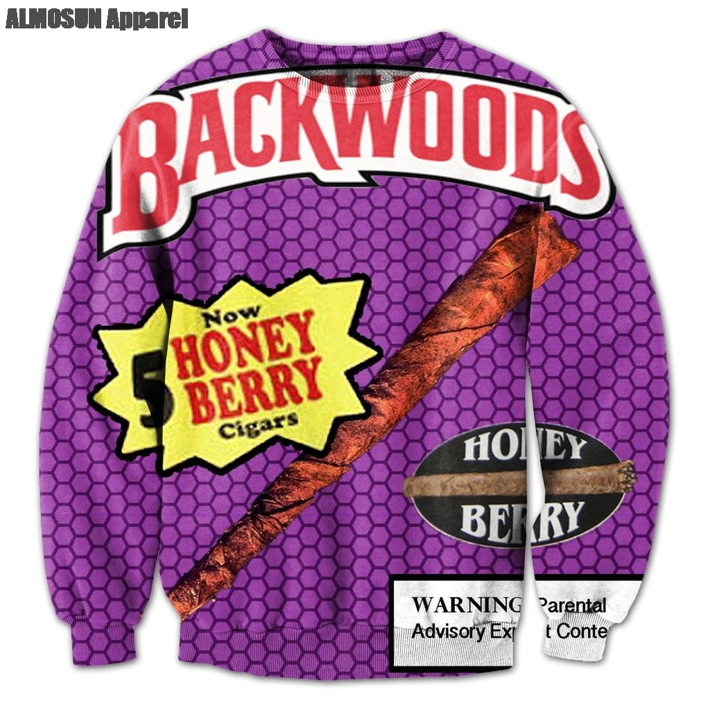 ALMOSUN Backwoods Мёд Berry притупляет 3D сплошным принтом Спортивные костюмы свитшоты Hipster