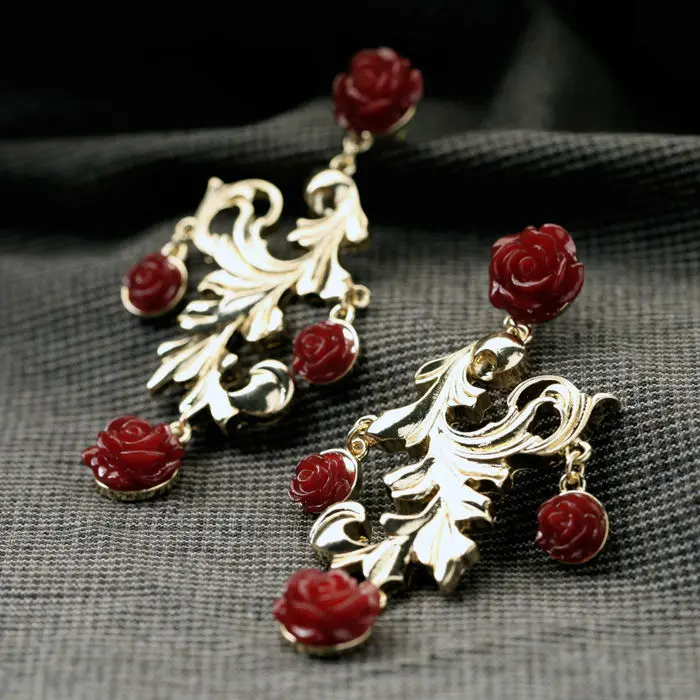 Bulk Price New Style of the Hottest Wholesale Elegant Resin Flower Leaf Shiny Gold Color Pierce Earrings | Украшения и аксессуары