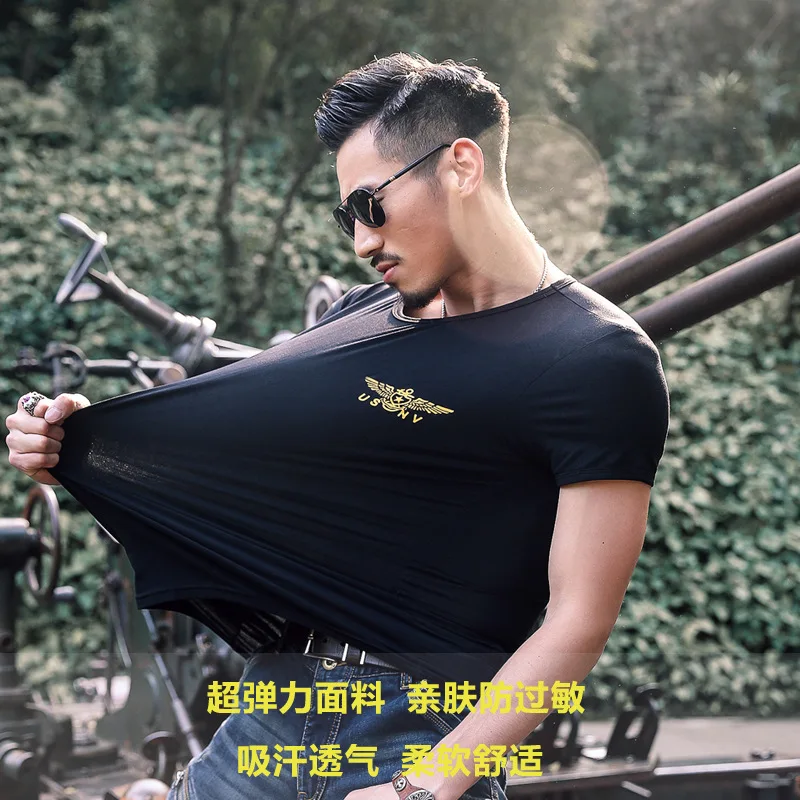 Мужские тактические Фитнес футболка Moda Открытый Тонкий Военная Униформа Commando