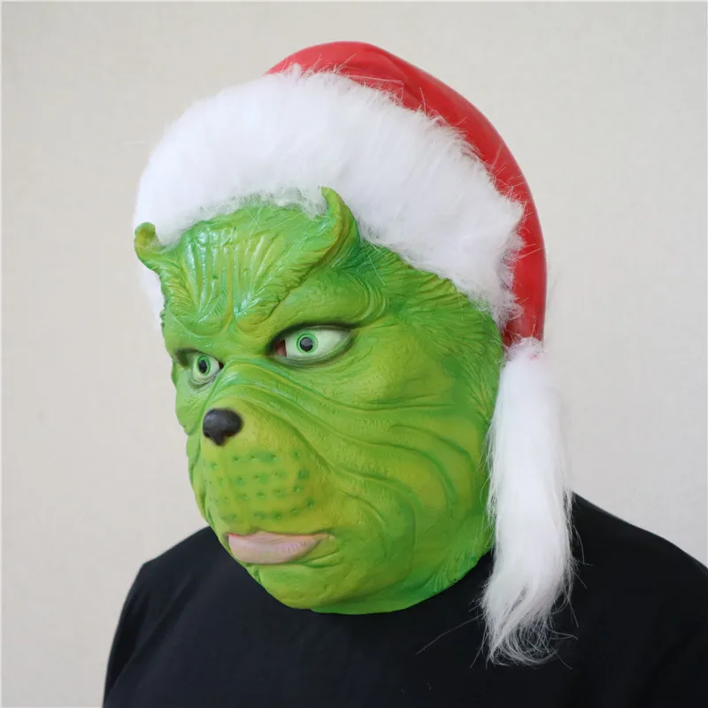 Mask 6 Маска Санта Клауса гринча, маскарадные костюмы, как украли, Рождественский костюм для взрослых и мужчин, Рождественский шлем с зелеными волосами для женщин и детей - Цвет: Mask 6
