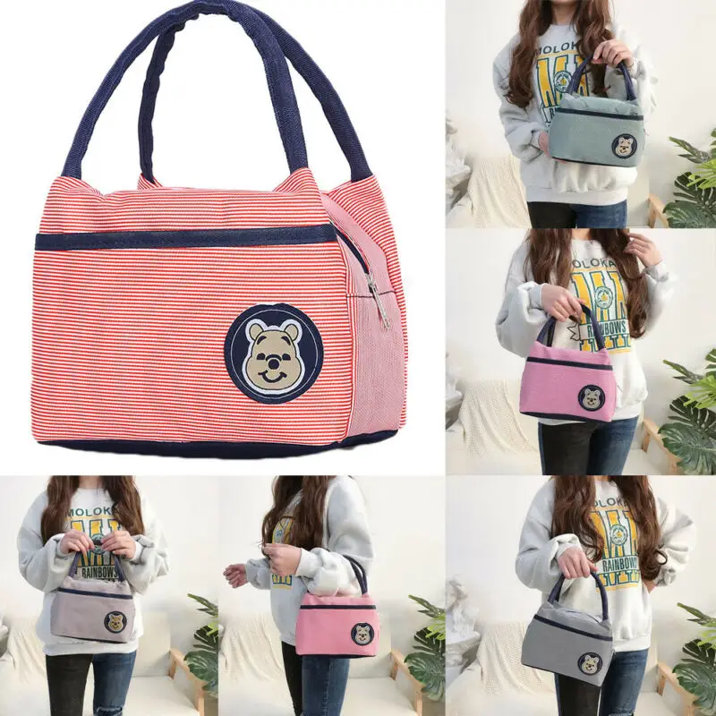 Women Men Cooler Insulated Stripe Picnic Lunch Bag Portable Box for Thermal Food | Дом и сад