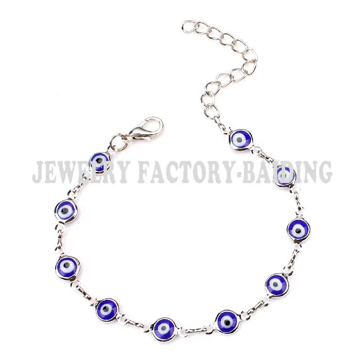 dark blue silver Горячая Распродажа года золотая цепочка синий/светло-голубой цвет с клипсами Дурной глаз повезло глаз из бисера серьги-подвески для женщин, браслет - Окраска металла: dark blue silver