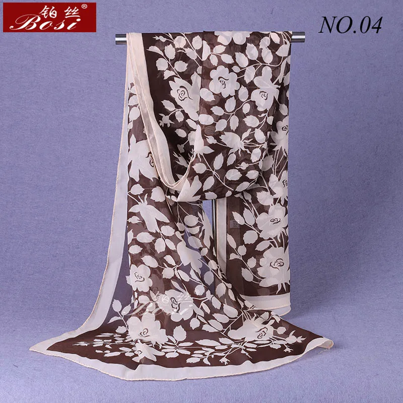 Модный женский Мягкий шарф с цветами длинный шифоновый листьями и роскошная