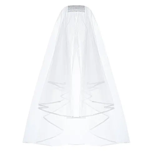 Высококачественная свадебная фата Тюлевая Фата невесты с краями из ленты белая