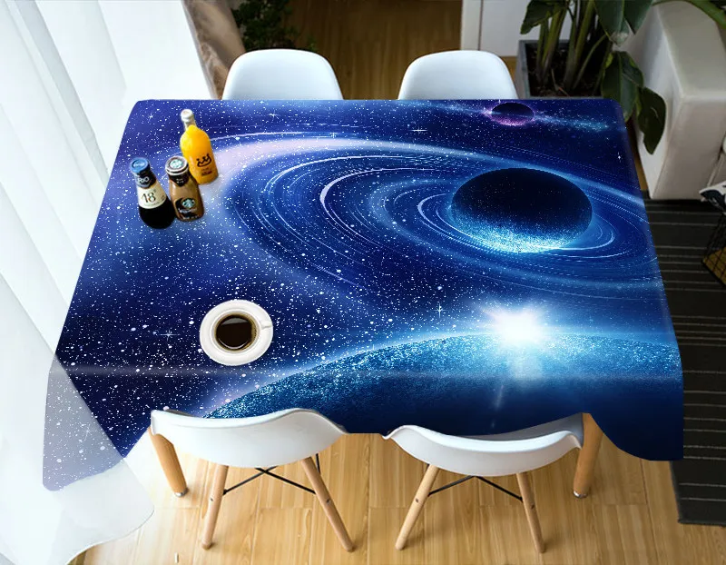 3D Великолепная скатерть со звездами красочная космическая Тайфун сцена Водонепроницаемая утолщенная прямоугольная и Круглая Скатерть для свадьбы - Цвет: Style A