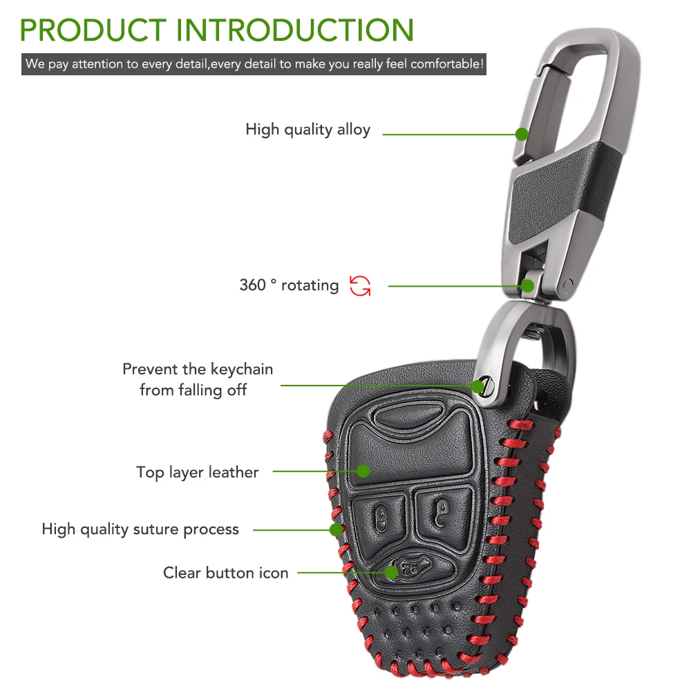 Remote 3 Buttons Car key Leather Case Fob Cover For Chrysler Jeep Dodge Ram Caliber Nitro Patriot Pacifica Liberty | Автомобили и