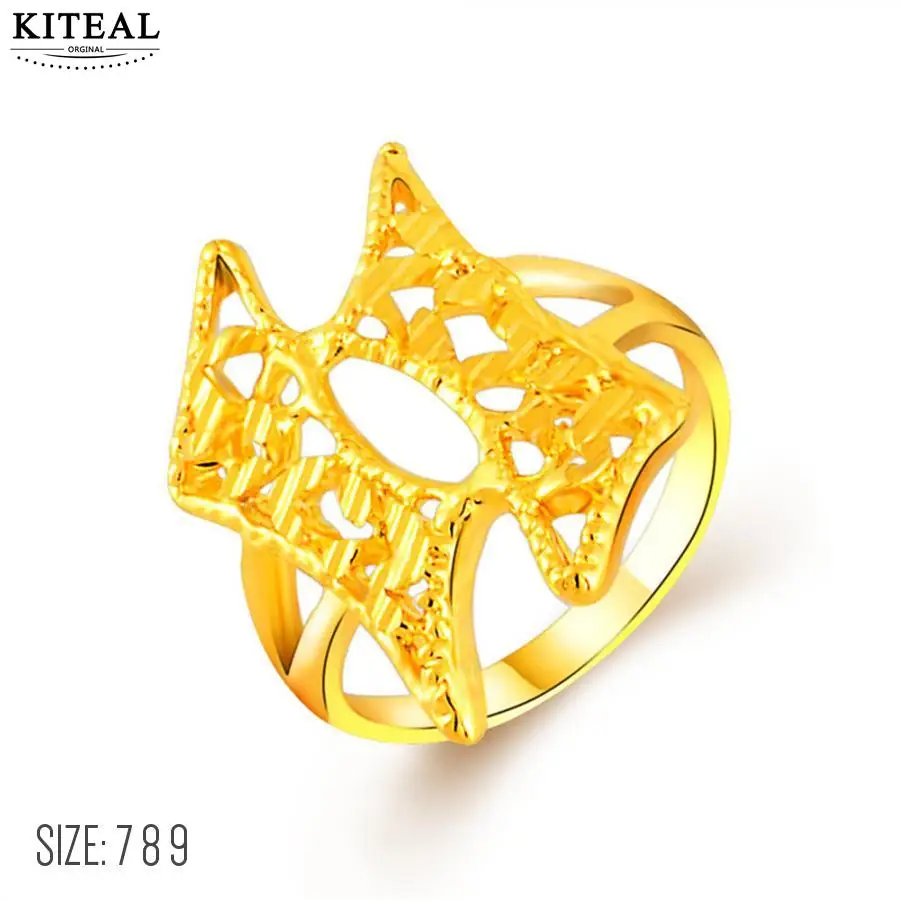 Акции KITEAL теряют деньги! Женские обручальные кольца 24K GP золотого цвета размеры 7 8