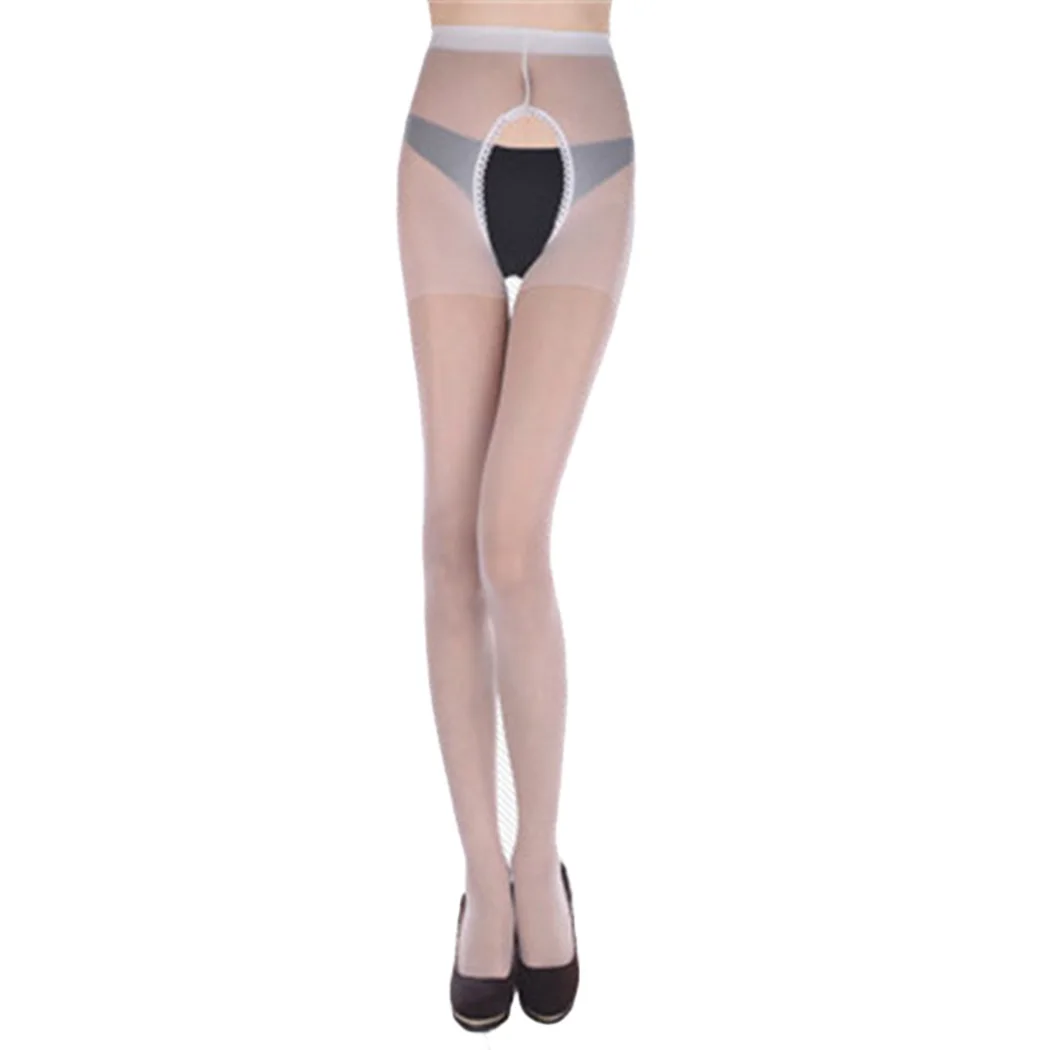 White Женские чулки с открытой промежностью Collant Femme сексуальные колготки Шелковые ультратонкие сексуальные открытые прозрачные женские колготки Medias De Mujer - Цвет: White