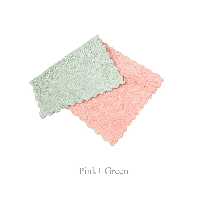 Color 1 4pcs/lot Washing Dish Towel Super Absorbent Kitchen Cleaning Cloth Magic Table Wiping Rags Double Sided Polyster Bathroom Towel - Цвет: Color 1