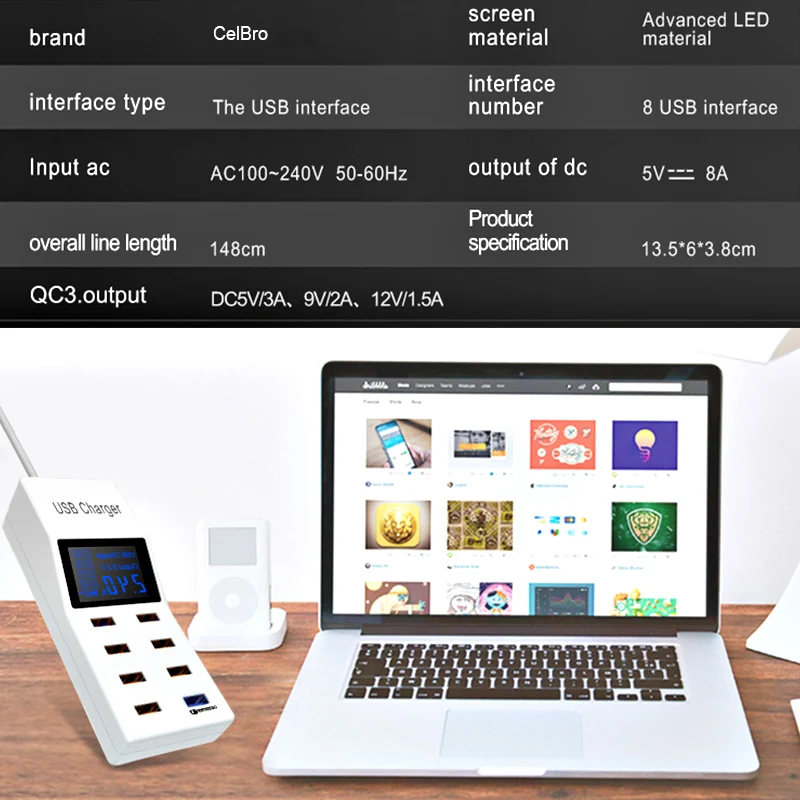 8 Порты и разъёмы Multi для быстрой зарядки с usb портом Зарядное устройство 3 0 40 Вт