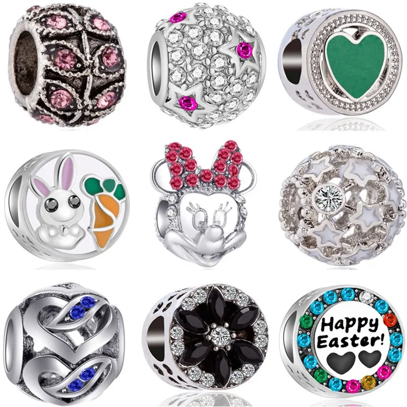 Новая мода Кристалл Панда дерево кролик звезда стрела змея Микки бусины подходят