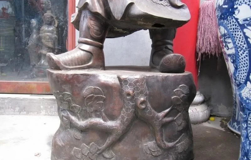 79 &quotбольшой китайский медный Бронзовый Дракон Гуань Гонг Юй Воин статуя Будды |