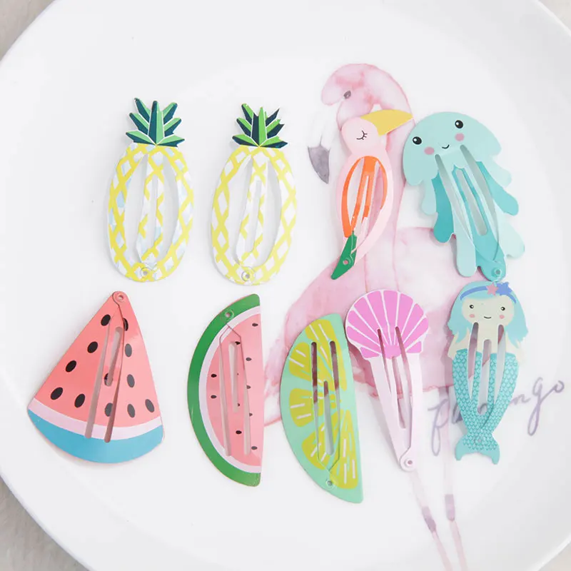 2 шт./компл. милые металлические заколки с изображением фруктов для маленьких
